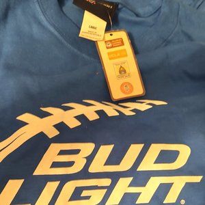 NFL BUD LIGHT OFFICIAL BEER SPONSOR Men's T Shirt Size L Football Tee NEW